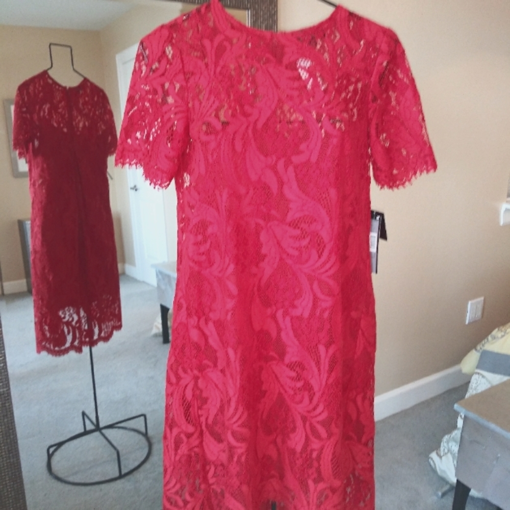 Red lace shift by Tahari